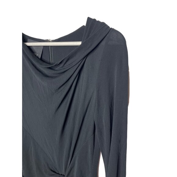 Carlisle Black Ruched Sheath Dress Size 4 Long Sleeve - Picture 5 of 10